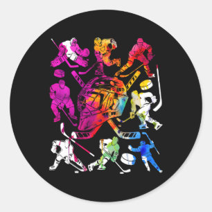 Eishockeyspieler Cool Eishockey  Runder Aufkleber