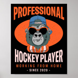 Eishockeyspieler, der von zu Hause aus arbeitet, E Poster