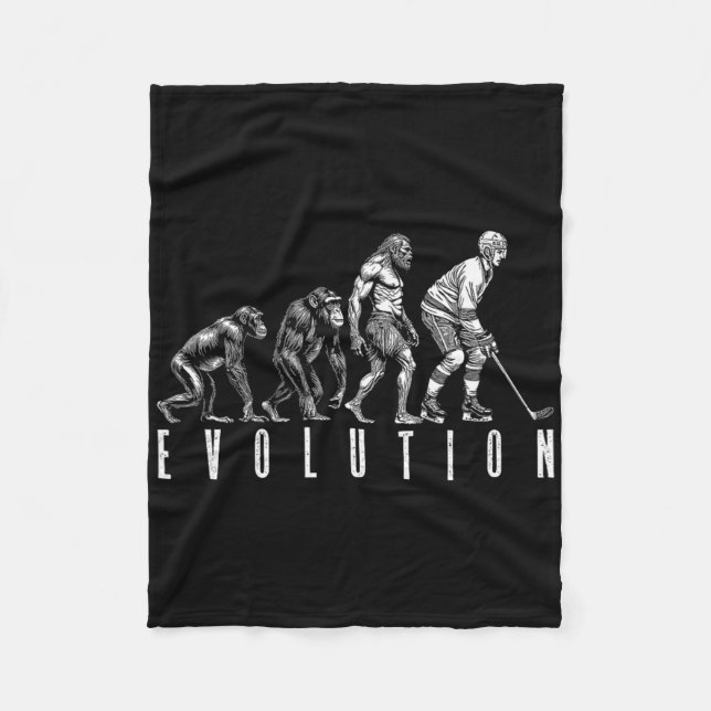 Eishockeyspieler Evolution Lustiger Affe Höhlenmen Fleecedecke (Vorderseite)