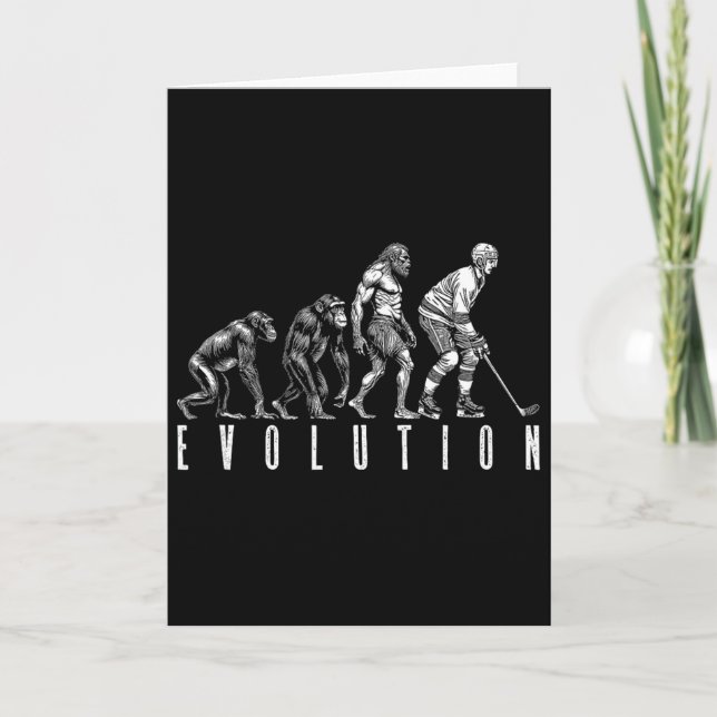 Eishockeyspieler Evolution Lustiger Affe Höhlenmen Karte (Vorderseite)