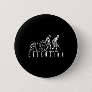 Eishockeyspieler Evolution Lustiger Mann Affe Höhl Button