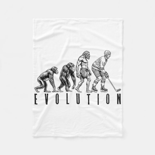 Eishockeyspieler Evolution Lustiger Mann Affe Höhl Fleecedecke (Vorderseite)