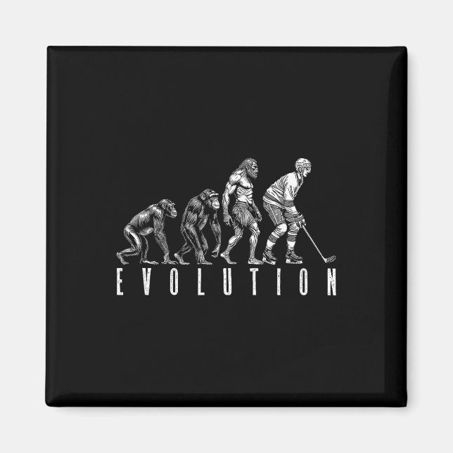 Eishockeyspieler Evolution Lustiger Mann Affe Höhl Magnet (Vorne)