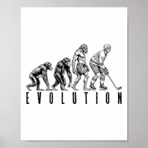 Eishockeyspieler Evolution Lustiger Mann Affe Höhl Poster