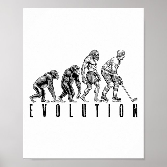 Eishockeyspieler Evolution Lustiger Mann Affe Höhl Poster (Vorne)