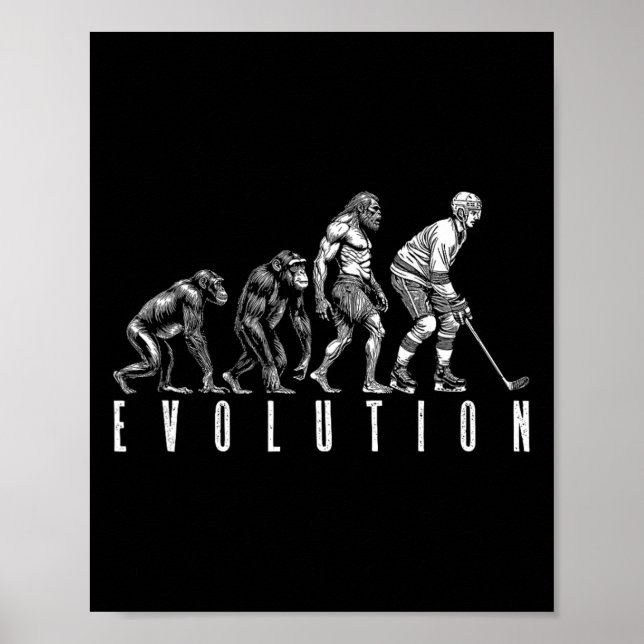 Eishockeyspieler Evolution Lustiger Mann Affe Höhl Poster (Vorne)