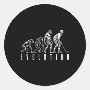 Eishockeyspieler Evolution Lustiger Mann Affe Höhl Runder Aufkleber