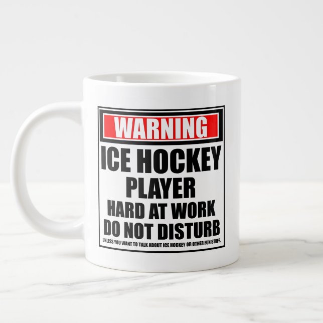 Eishockeyspieler hart am Arbeitsplatz warnen Jumbo-Tasse (Links)