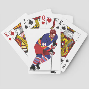 Eishockeyspieler in Aktion rote und blaue Mannscha Spielkarten