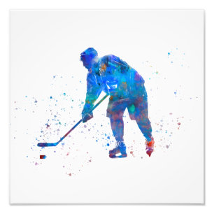 Eishockeyspieler in Aquarell Fotodruck