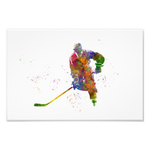 Eishockeyspieler in Aquarellfarbe Fotodruck