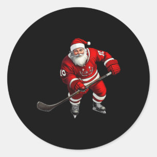 Eishockeyspieler Santa Runder Aufkleber
