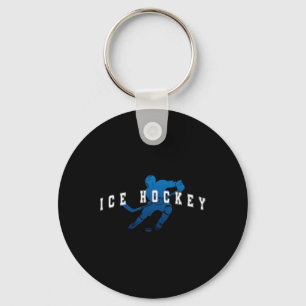 Eishockeyspieler Team Blau Uni-Text Schlüsselanhänger