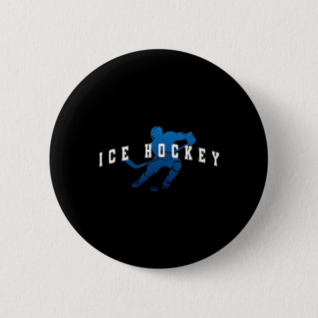Eishockeyspieler Team Blau Universitäts-Text  Button (Vorderseite)