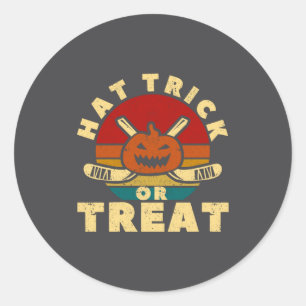 Eishockeyspieler Trainer Halloween-Kürbismütze Tri Runder Aufkleber