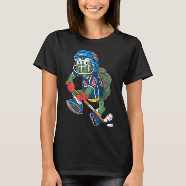 Eishockeyspieler Turtle  T-Shirt (Vorderseite)