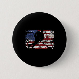 Eishockeyspieler USA Amerikanische Flagge 4. Juli Button