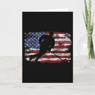 Eishockeyspieler USA Amerikanische Flagge 4. Juli Karte