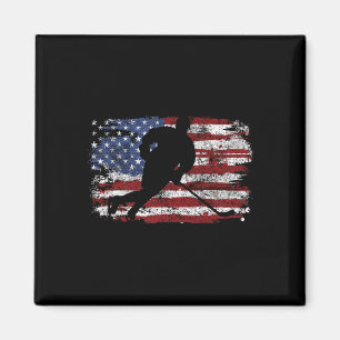 Eishockeyspieler USA Amerikanische Flagge 4. Juli Magnet