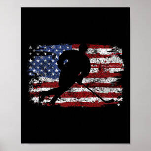 Eishockeyspieler USA Amerikanische Flagge 4. Juli Poster