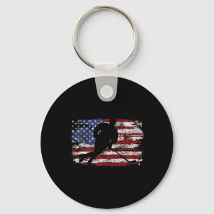 Eishockeyspieler USA Amerikanische Flagge 4. Juli Schlüsselanhänger