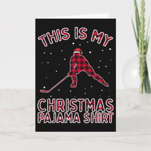 Eishockeyspieler Weihnachts-Pyjamas Lustiges Xmas Karte