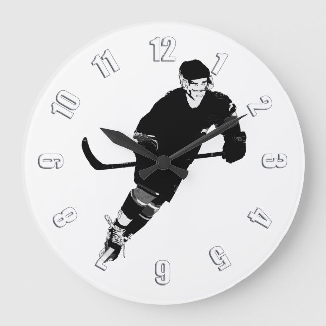 Eishockeyspieler - Wintersport Große Wanduhr (Vorderseite)