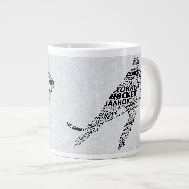 Eishockeysprachen Typografie Kaffeezubereitung Tas Jumbo-Tasse (Vorderseite Rechts)