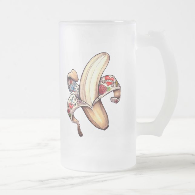 Eisige Bier-Tasse des Hannah-Bananenlogos! Mattglas Bierglas (Rechts)