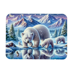 Eisige Familienszene mit Eisbären - Gemälde Magnet