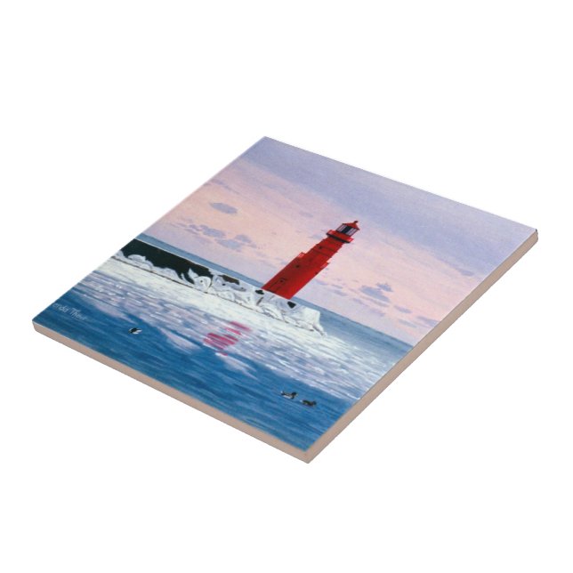 Eisige Wasser-Leuchtturm-Fliese Fliese (Seite)