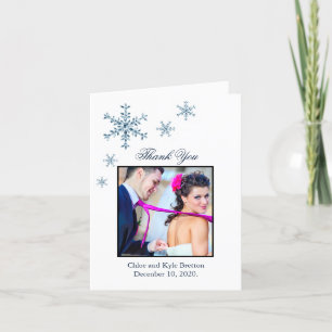 Eisige Winter-Schneeflocke-Hochzeit danken Ihnen Dankeskarte