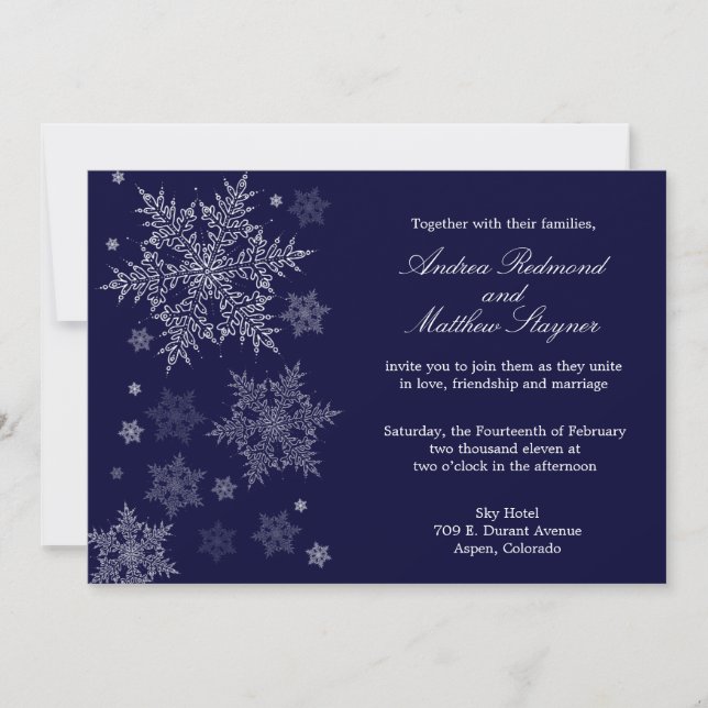 Eisige Winter-Schneeflocke-Hochzeitseinladung Einladung (Vorderseite)