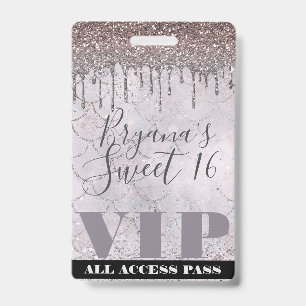 Eisiger Rosa Glitter-Drip Meerjungfrau Sweet 16 VI Ausweis