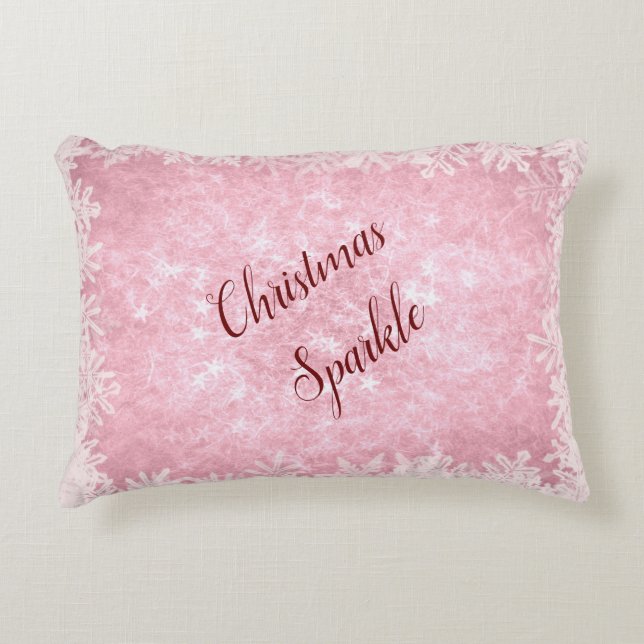 Eisiger rosa Weihnachtsschein Dekokissen (Vorderseite)