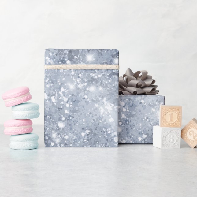 Eisiger Silberfrost Glitter Weiß Glitter Muster Geschenkpapier (Babyparty)