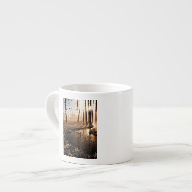 Eisiger Yellowstone-Morgen Espressotasse (Vorderseite Links)