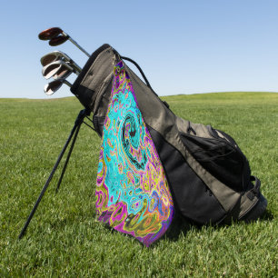 Eisiges Aqua-Blau Groovy Abstrakt Retro Flüssig Wi Golfhandtuch