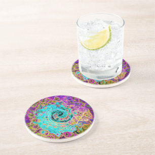 Eisiges Aqua-Blau Groovy Abstrakt Retro Flüssigkei Getränkeuntersetzer