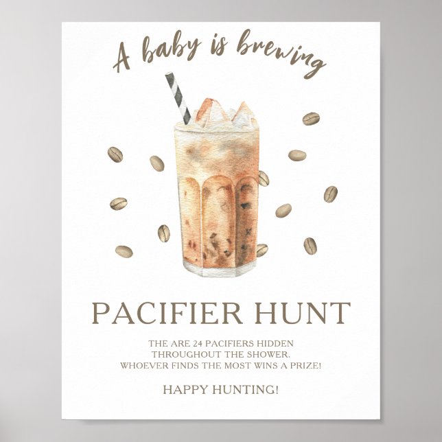 Eiskaffee - Schnuller-Jagd Baby Shower Spiel Poster (Vorne)