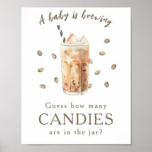 Eiskaffee - Wie viele Bonbons sind im Glas Poster