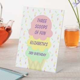 Eiskrem 3. Geburtstag Sockelschild