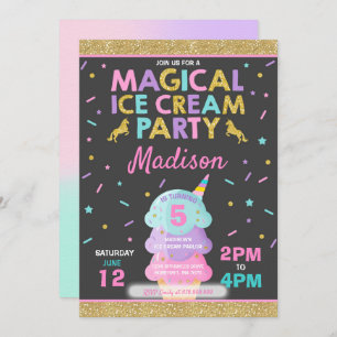 Eiskrem Einladung Unicorn Ice Cream Party