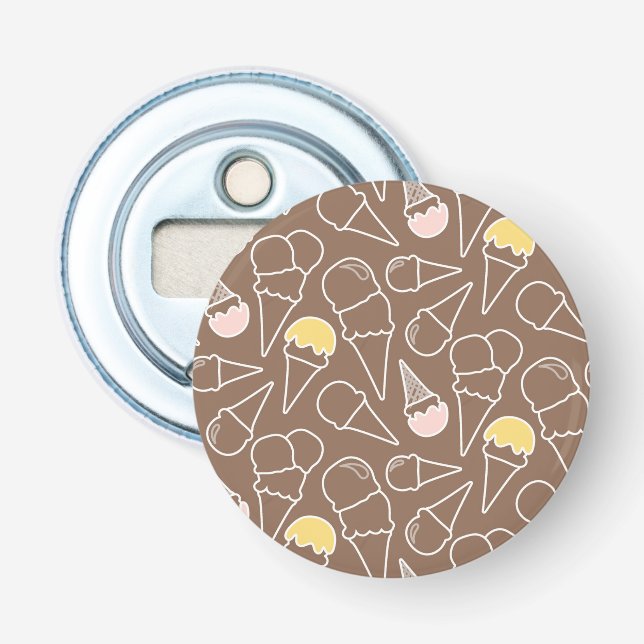 Eiskrem-Kronmuster auf braunem Boden Flaschenöffner (Vorderseite)