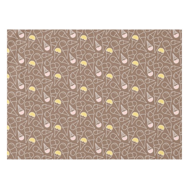 Eiskrem-Kronmuster auf braunem Boden Tischdecke (Vorderseite (Horizontal))