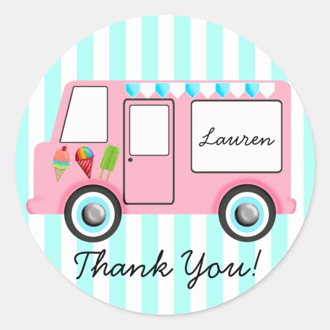 Eiskrem Runder Aufkleber (Vorderseite)