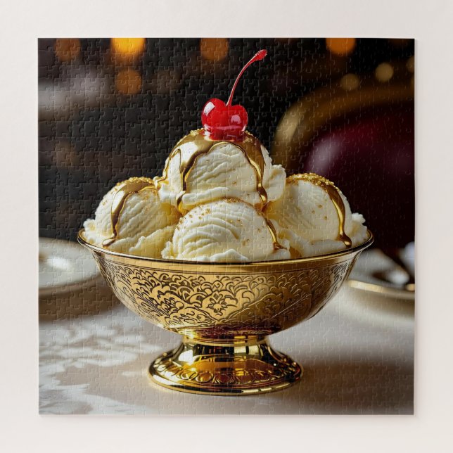 Eiskrem Sonntag mit Goldsirup-Leere (Vertikal)