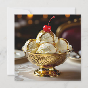 Eiskrem Sonntag mit Goldsirup-Leere Karte