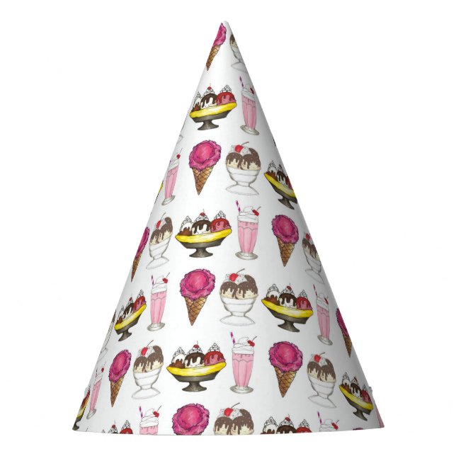 Eiskrem Sozialer Gefallen Banana Split Partyhütchen (Vorderseite)