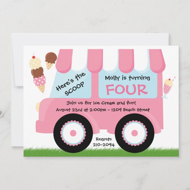 Eiskrem Truck Geburtstagsparty Einladung (Vorderseite)